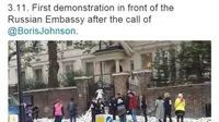 Twitter terkait demo di Kedutaan Rusia di London, Inggris. (Twitters)