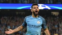 Inter Milan bersedia menampung jasa penyerang Manchester City, Sergio Aguero, pada musim panas 2017. (EPA/Peter Powell)