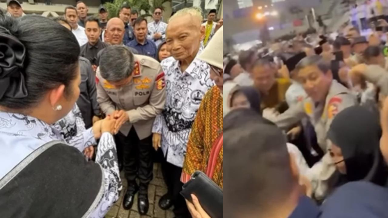 Jenderal Polisi Peraih Adhi Makayasa Gercep Lindungi Titiek Soeharto dari Kerumunan Guru, Aksinya Disorot