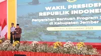 Wakil Presiden RI KH Ma’ruf Amin  memberikan arahan dalam acara penyerahan paket bantuan makanan untuk cegah stunting di Kabupaten Jember (Istimewa)