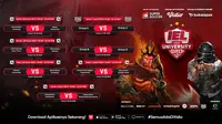 Live streaming playoff IEL University Super Series 2021 dapat disaksikan melalui platform streaming Vidio, laman Bola.com, dan Bola.net. (Dok. Vidio)