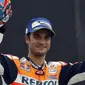 Dani Pedrosa menyesal telat masuk pit untuk mengganti motor pada balapan MotoGP Republik Ceska, Minggu (6/8/2017). (AP Photo/Petr David Josek)