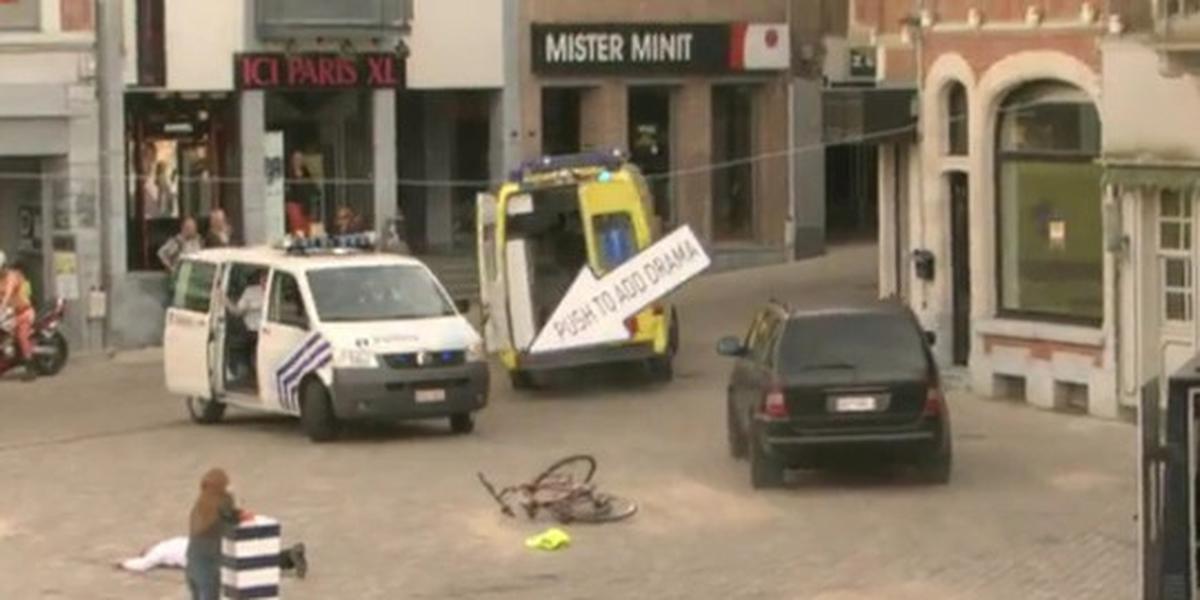 Dramatic surprise on a quiet square