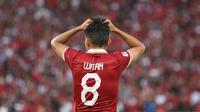 Pemain Timnas Indonesia, Witan Sulaeman kecewa usai gagal mencetak gol ke gawang Thailand dalam laga matchday ketiga Grup A Piala AFF 2022 di Stadion Utama Gelora Bung Karno, Senayan, Jakarta, Kamis (29/12/2022) sore WIB. (Bola.com/Bagaskara Lazuardi)