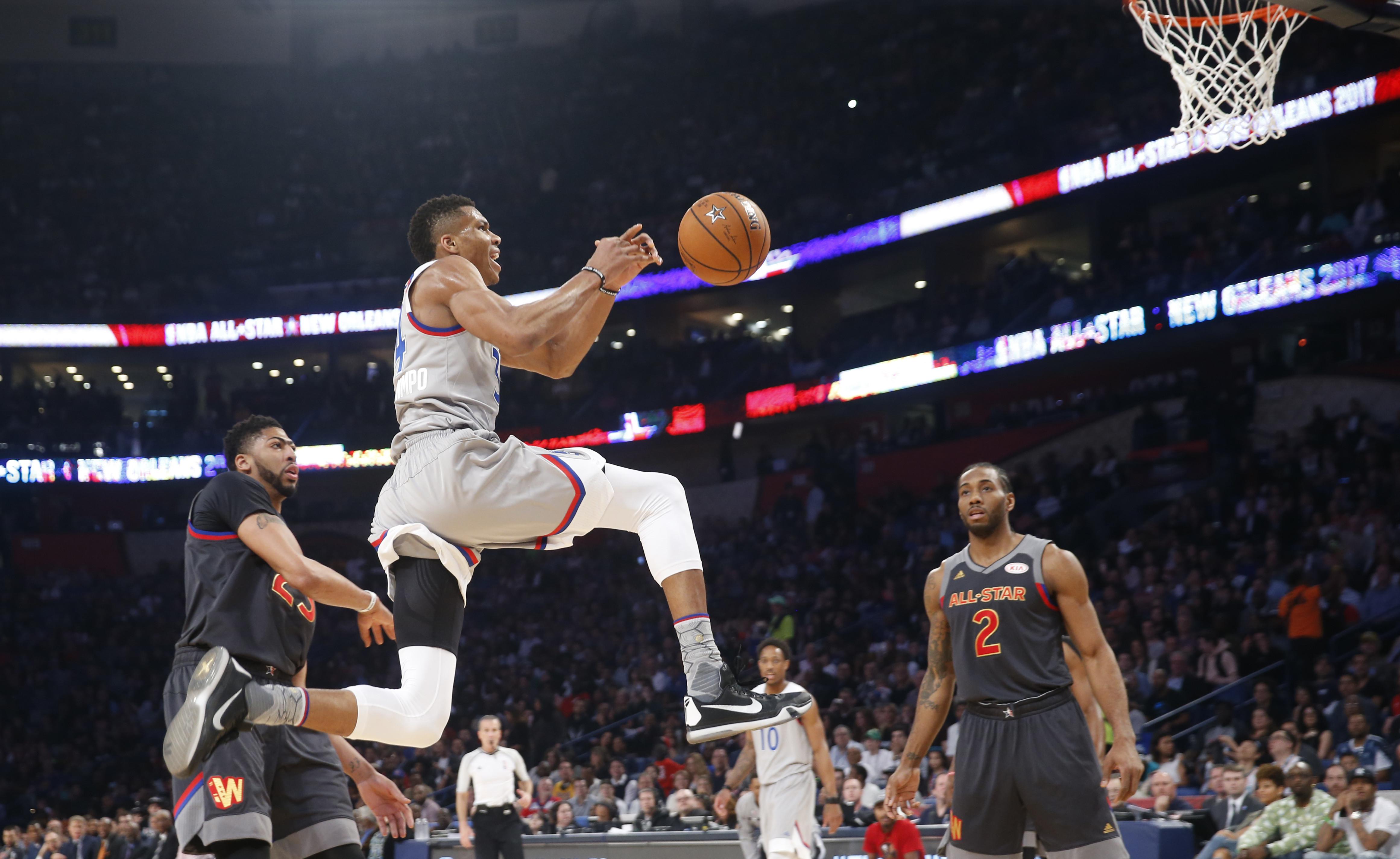 Laga All Star NBA 2017 berlangsung di New Orleans. (AP Photo/Gerald Herbert)