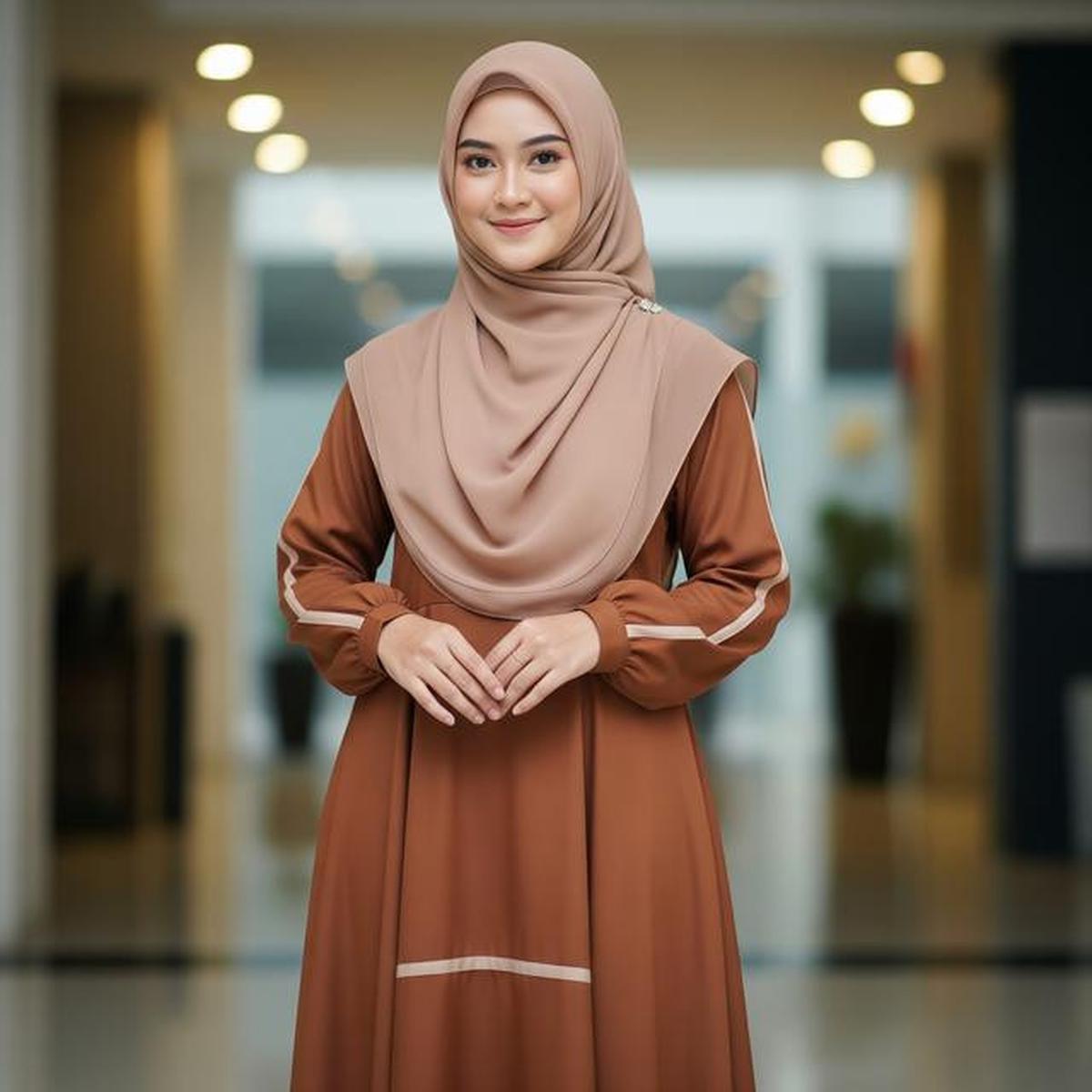 7 Model Gamis Mauve &amp; Mocha yang Diprediksi Menjadi Tren 2026