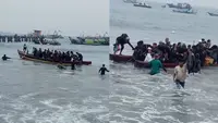 Dramatis, Sampan Bawa Puluhan Penumpang Terbalik Diterjang Ombak Besar