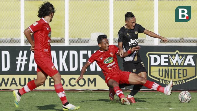 Tiga gol Dewa United masing-masing disarangkan oleh Bayu Nugroho, Achmad Faris Ardiansyah dan Jajang Sukmara. (Bola.com/M iqbal Ichsan)