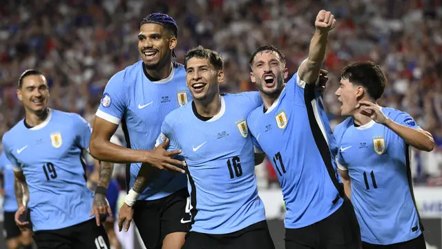 Foto: Gol Tunggal Mathias Olivera Hentikan Langkah Tuan Rumah di Copa America 2024, Uruguay Menang Sempurna di Fase Grup