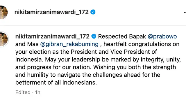 Unggahan Nikita Mirzani. (Foto: Dok. Instagram @nikitamirzanimawardi_172)
