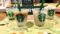 Kreasi minuman impian keempat finalis Coffeemezation 2023 Starbucks Indonesia. (Dok. Liputan6.com/Dyra Daniera)