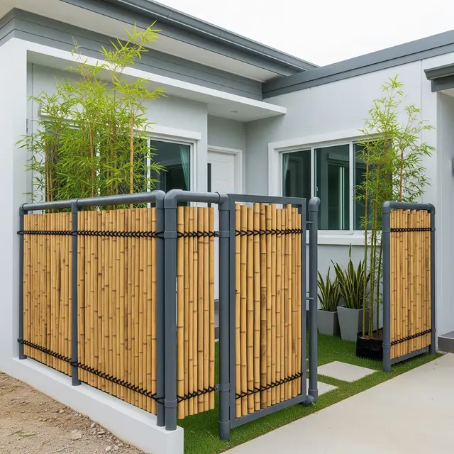 Ide Pagar Rumah Low Budget dari Pipa PVC dan Bambu