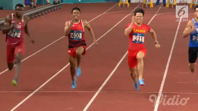 Lalu Muhammad Zohri harus puas menempati posisi tujuh pada final lari 100 meter putra Asian Games 2018.