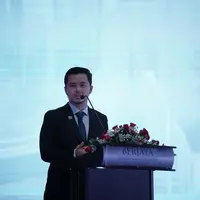 Muhammad Fahrizal selaku President dari International Global Network menyampaikan speech saat Opening Ceremony AYIMUN 18th./copyright istimewa