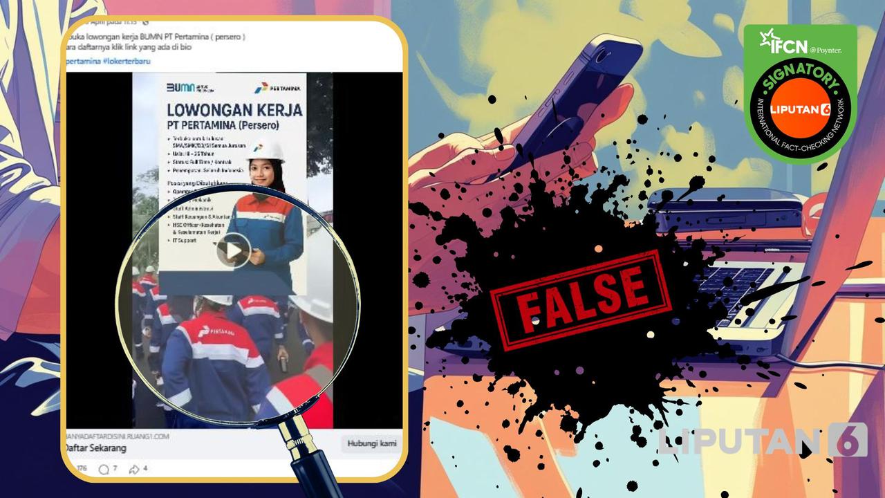 Cek Fakta Liputan6.com menelusuri klaim link pendaftaran lowongan kerja BUMN di Pertamina