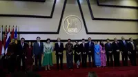 Menlu Retno Marsudi berkomentar soal gempa Lombok di acara peringatan 51 tahun ASEAN. (Liputan6.com/Afra Augesti)