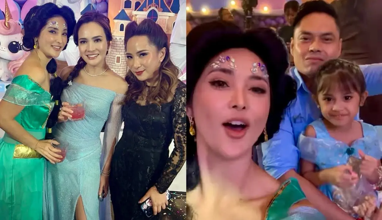 Hadir juga pemeran Eva Anindita yang tampil totalitas bergaya ala Princess Jasmine dengan kostum dan wig-nya. Ia hadir bersama sang suami dan putrinya yang mengenakan kostum ala Princess Jasmine senada.[@eva_anindita_zachrie]