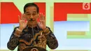 Presiden Joko Widodo memberi sambutan dalam peringatan HUT ke-55 Partai Golkar di Jakarta, Rabu (6/11/2019). HUT ke-55 Partai Golkar mengangkat tema '55 Tahun Partai Golkar Bersatu untuk Negeri Berkarya untuk Bangsa'. (Liputan6.com/JohanTallo)