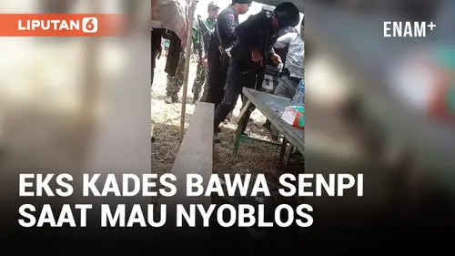 VIDEO: Geger! Mantan Kades Bawa Senpi dan Sajam saat Mau Nyoblos