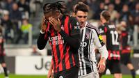 Ekspresi Rafael Leao&nbsp;di laga Juventus vs AC Milan di pekan ke enam Serie A 2025/2026 di Allianz Stadium, Senin (06/10/2025). (Fabio Ferarri/LaPresse via AP)