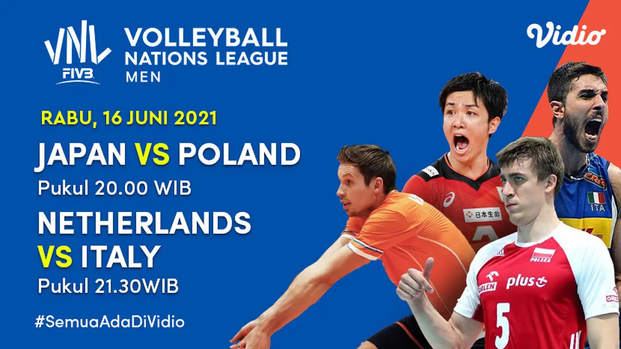 Live Streaming Big Match Volleyball Nations League 2021 di Vidio, Rabu 16 Juni 2021