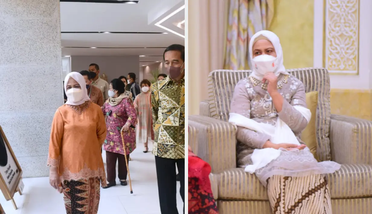 Sebagai Ibu Negara, Iriana Jokowi tidak melulu mengenakan kain dan kebaya di setiap kesempatan. Beberapa kali Iriana Jokowi tampil dengan gaya kekinian yang dipadupadankan dengan wastra Nusantara, seperti apa potretnya? (Sekretariat Presiden)