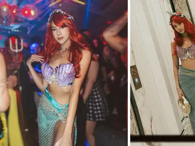 Foto kolase Anya Geraldine yang dibagikan di akun Instagram pribadinya saat dirinya merayakan Halloween. Artis cantik berusia 26 tahun tersebut mencuri perhatian dengan kostum mermaid. (Instagram/anyageraldine)