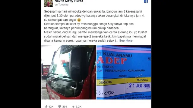 aksi nekat wanita ambil alih kemudi bus dari sopir jadi viral (foto: facebook Novita metty purba)