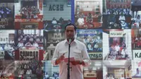 Menhub Budi Karya Sumadi menyampaikan sambutan dalam peresmian Terminal Bus Tipe A Seloaji di Kabupaten Ponorogo, Jawa Timur, Jumat (3/2). (Liputan6.com/Johan Tallo)