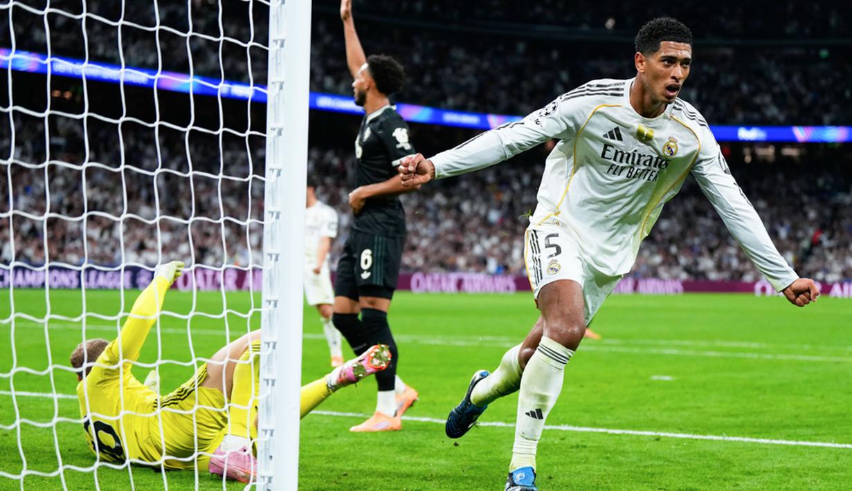 Gol semata wayang kemenangan Los Blancos dicetak Jude Bellingham pada menit ke-57. (AP Photo/Manu Fernandez)