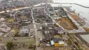Pemandangan udara umum ini menunjukkan lingkungan yang hancur di kota Suzu, prefektur Ishikawa pada tanggal 3 Januari 2024, setelah gempa bumi berkekuatan magnitudo 7,5 menghantam wilayah Noto di prefektur Ishikawa pada Tahun Baru. (Fred MERY/AFP)