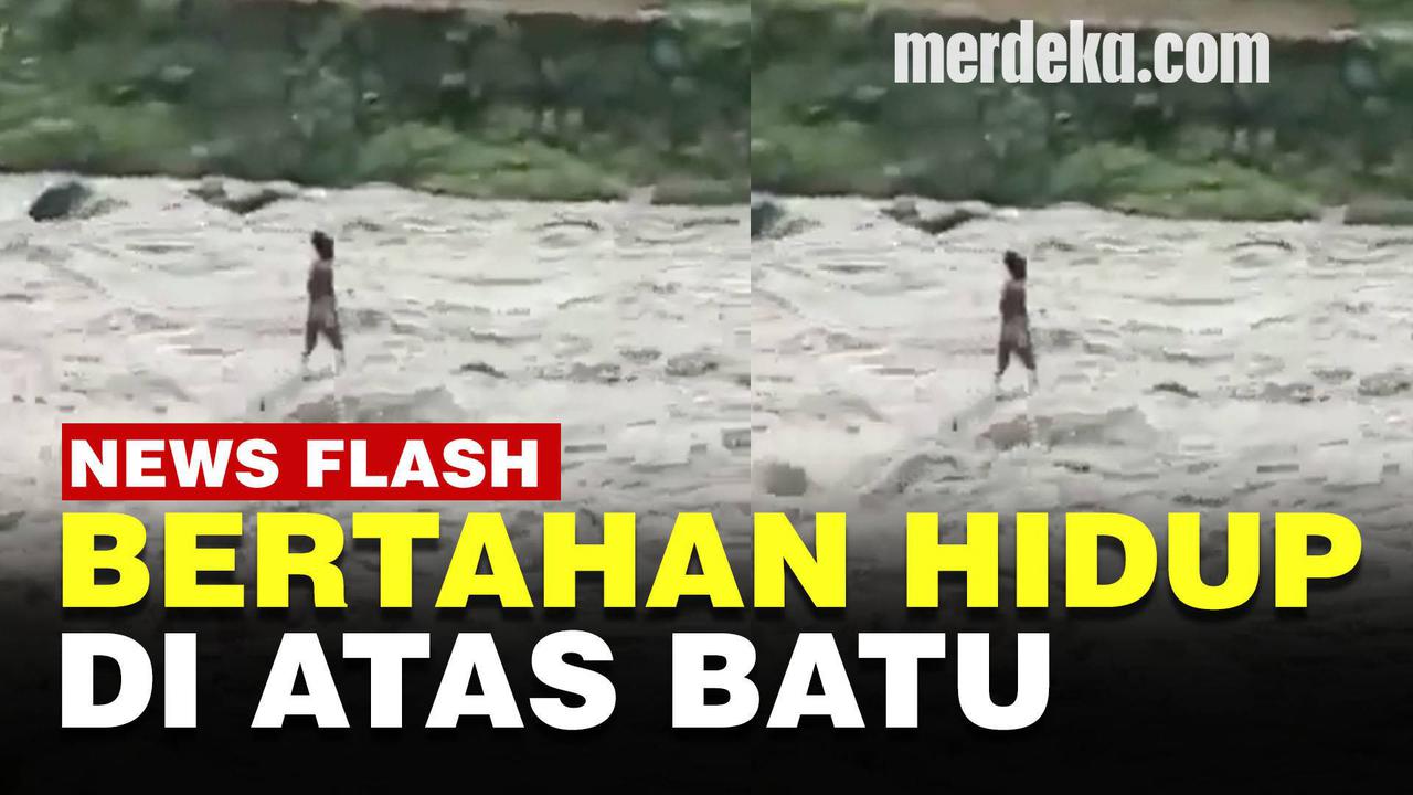 VIDEO : Momen Dramatis Penyelamatan Pemancing Terjebak Banjir Bandang