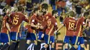Spanyol lolos ke putaran fina Piala Dunia 2018 sebagai juara grup G dengan raihan 28 poin. Spanyol unggul lima poin dari Italia di peringkat kedua. (AFP/Jose Jordan)