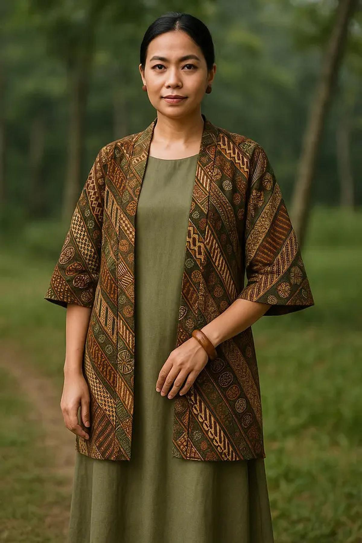 12 Model Outer Batik Panjang dengan Dress Polos untuk Kondangan Outdoor 2025, Elegan dan Nyaman Dipakai