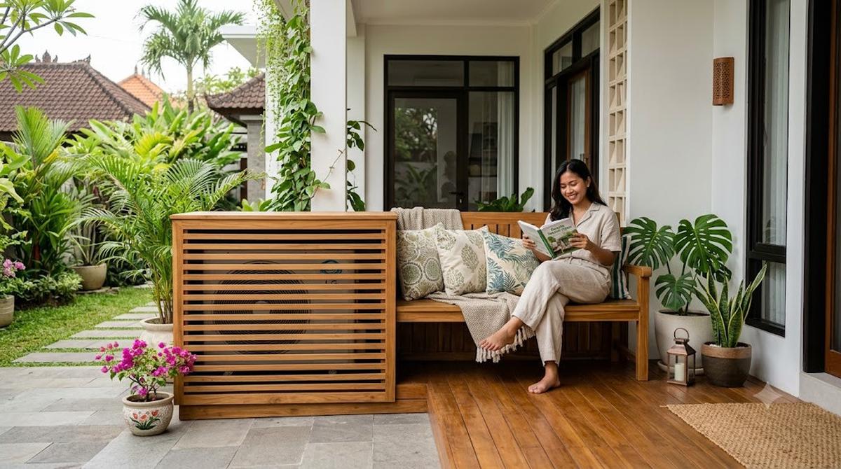 Rak Pelindung AC Outdoor yang Cantik (AI Generated)