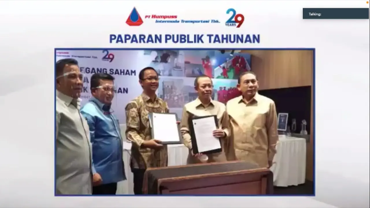 Paparan publik tahunan PT Humpuss Intermoda Transportasi Tbk (HITS), Rabu (22/12/2021). (Foto: tangkapan layar/Pipit I.R)