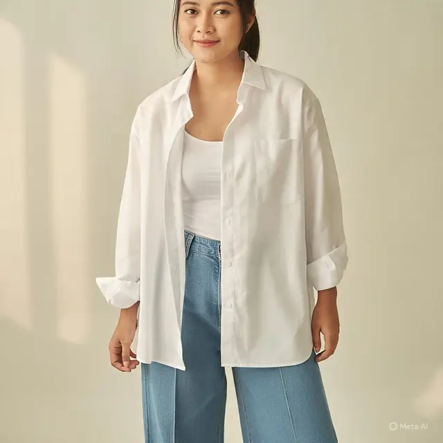 7. Kemeja Oversize dan Jeans Kulot