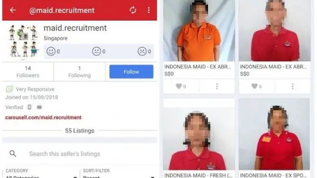 Kementerian Tenaga Kerja Singapura sedang menyelidiki kasus para asisten rumah tangga yang 'dijual' di platform jual beli online Carousell.