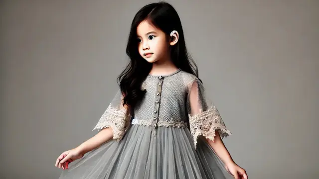 Gamis anak dari kain katun, tile, dan brokat (Foto: Rizka Nur Laily via ChatGPT)