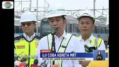 Presiden Jokowi lakukan uji coba Mass Rapid Transit (MRT) Jakarta dari Bundaran HI menuju Depo Lebak Bulus.