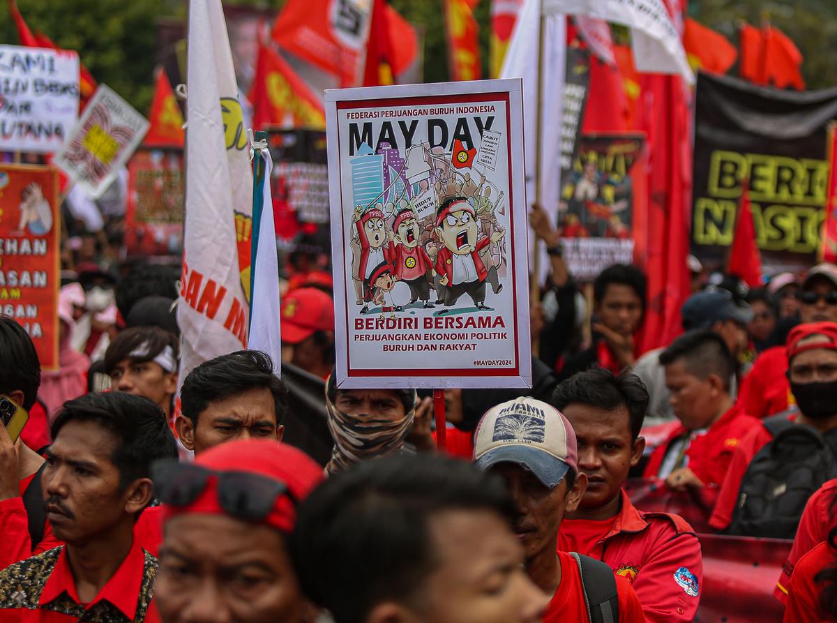 Ratusan buruh kepung Bundaran HI Peringati Hari buruh Internasional