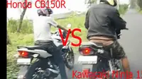 Wow, Balapan CB150R vs Ninja 150R!