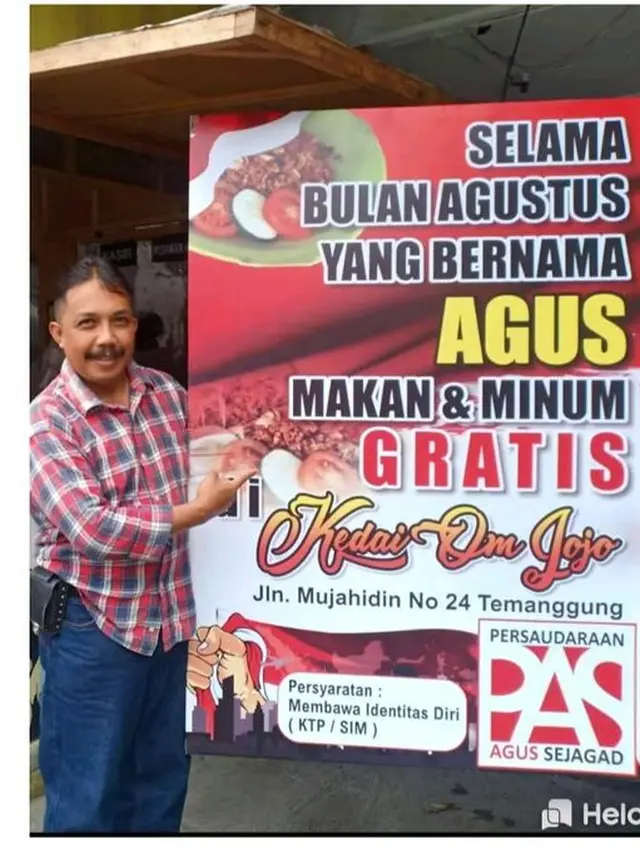 6 Spanduk Jualan 'Agus Gratis Makan' Ini Kocak, Agustus Penuh Berkah