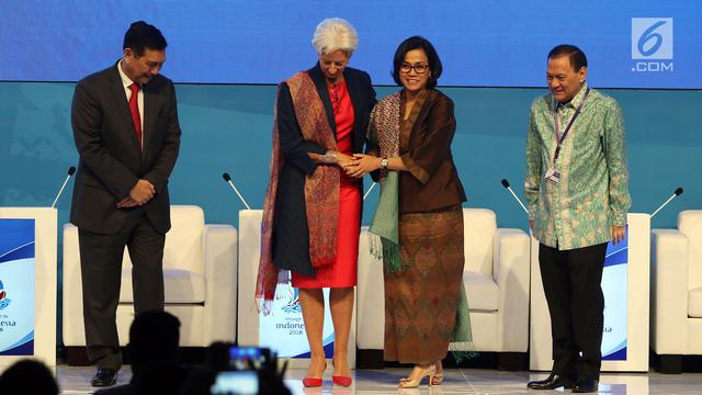Kompak Kenakan Selendang, Bos IMF dan Sri Mulyani Buka Konferensi Internasional