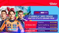 Saksikan F1 MSC Cruise US GP 2025 di Vidio. (dok. vidio.com)