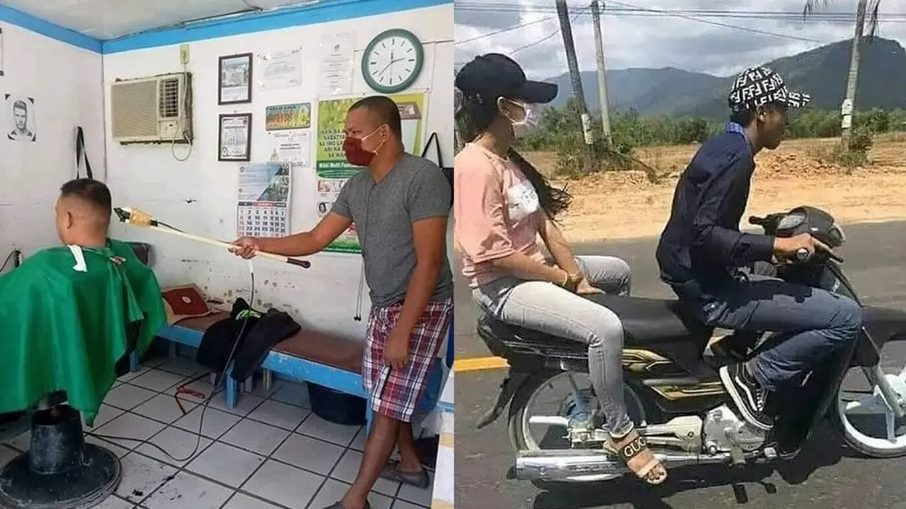 momen kocak orang jaga jarak