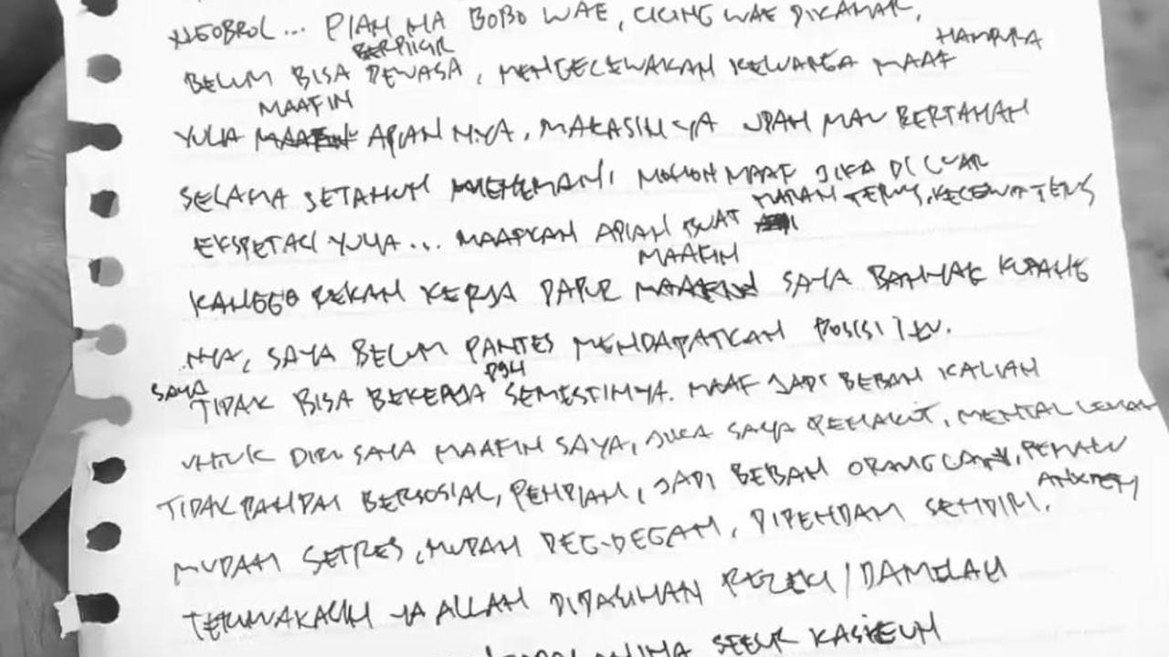Surat Terakhir Kepala SPPG Sebelum Gantung Diri, Penuh Kesedihan