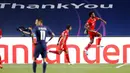 Pemain Bayern Munchen, Kingsley Coman, melakukan selebrasi usai mencetak gol ke gawang Paris Saint-Germain (PSG) pada laga final Liga Champions di Stadion The Luz, Portugal, Senin (24/8/2020). Bayern Munchen menang 1-0 atas PSG. (Matthew Childs/Pool via AP)