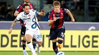 Inter Milan menelan kekalahan 1-2 dari Bologna pada laga tunda pekan ke-20 Serie A di Stadio Renato Dall'Ara, Kamis (28/4/2022) dini hari WIB.&nbsp;(Michele Nucci/LaPresse via AP)