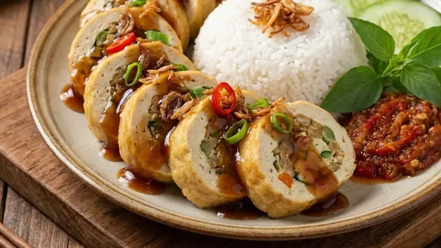 Rolade Tahu Tempe Kukus Saus Tiram (Gemini AI)